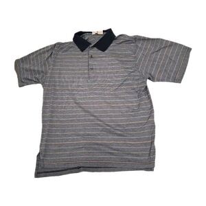 Henry vander shirt man's L gray striped polo short sleeve comfort Vintage Stitch